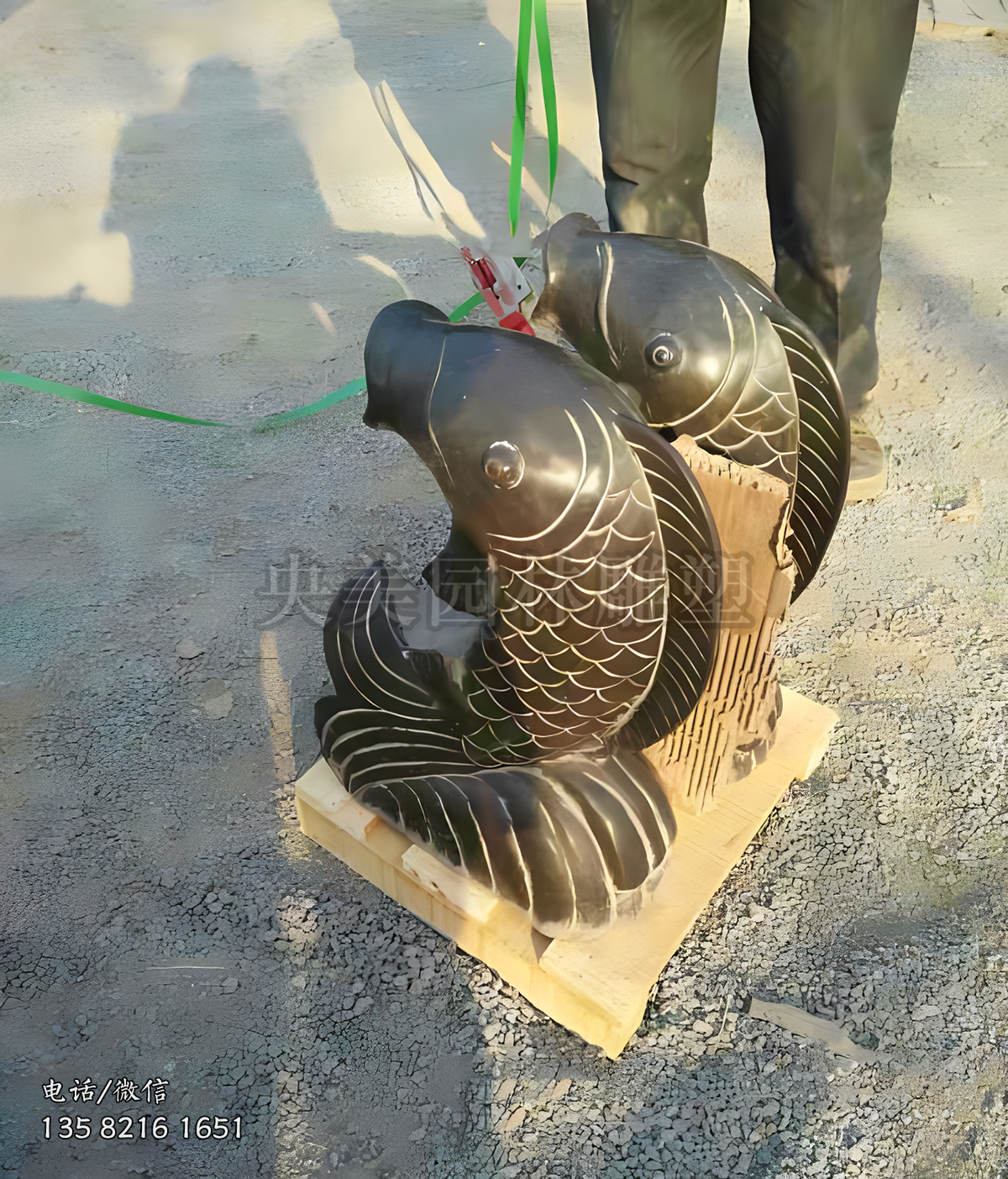 青石鯉魚石雕擺件