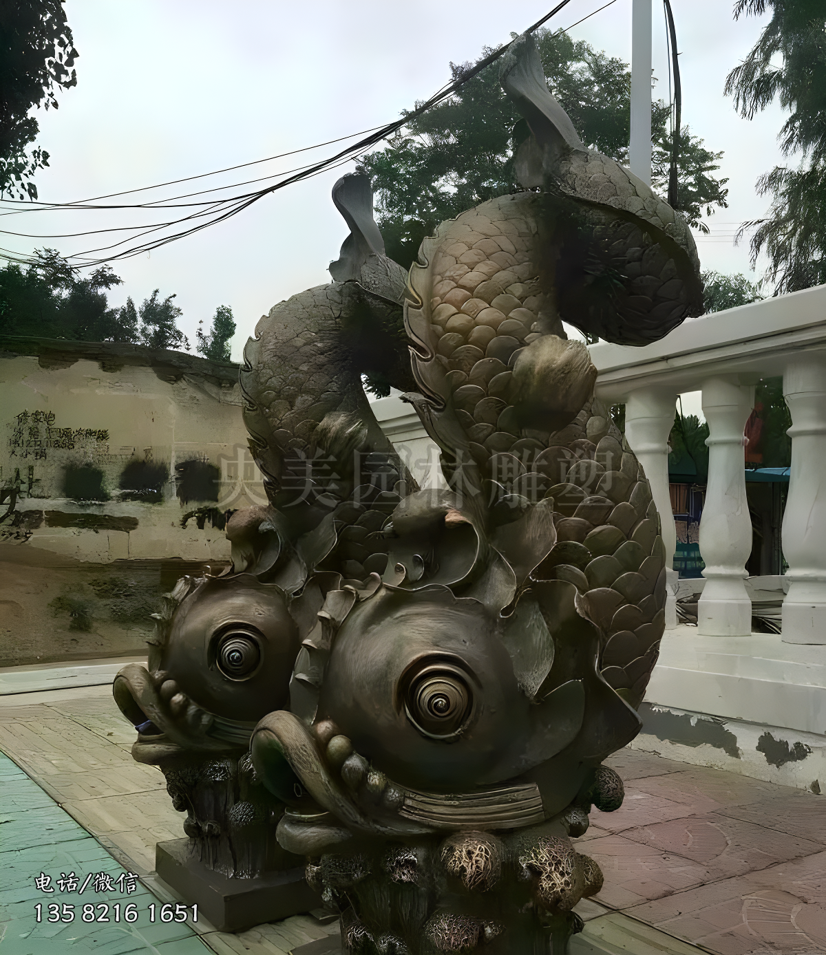 鍛銅噴水魚(yú)造型雕塑