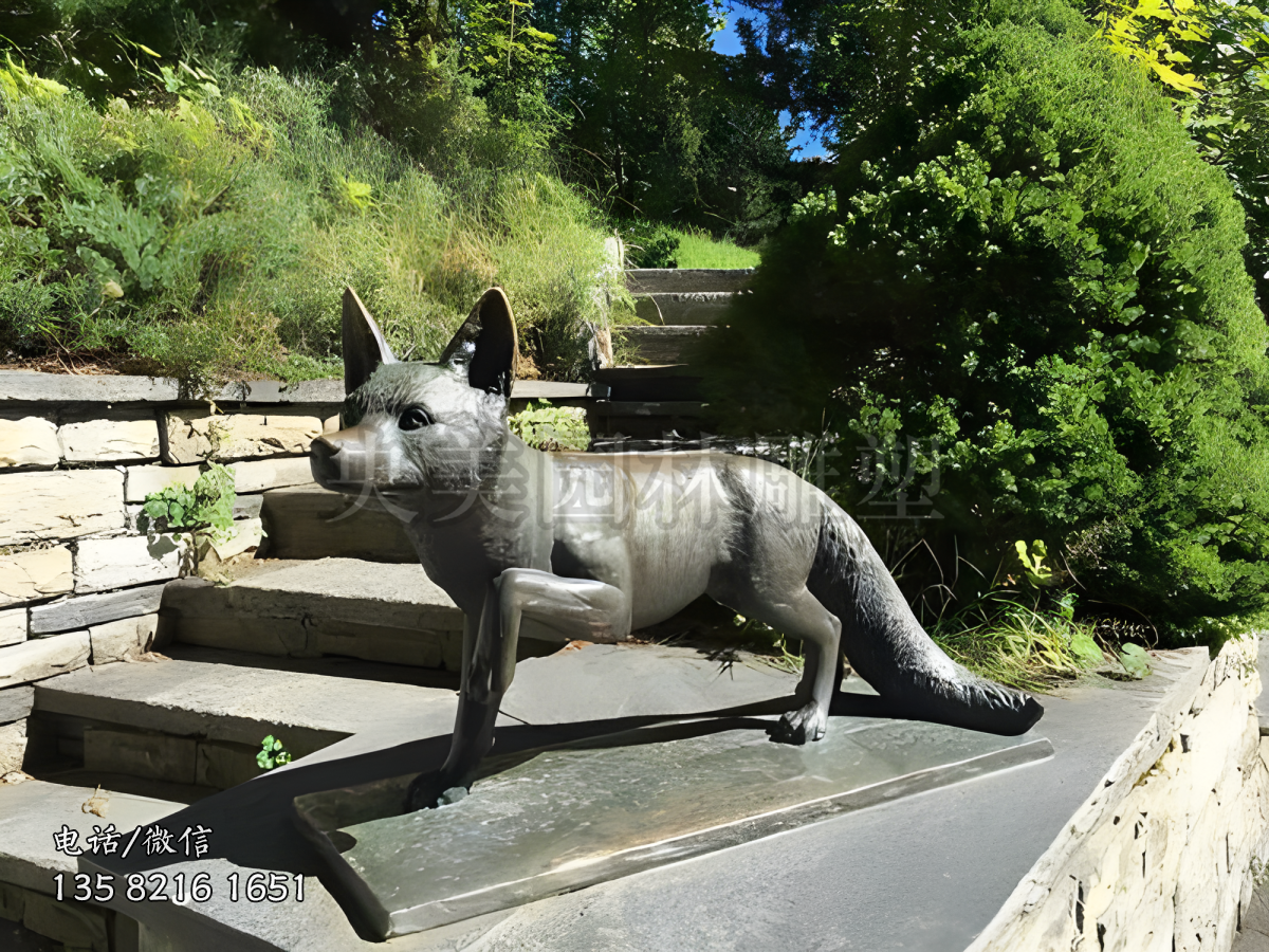 純銅鑄造狐貍雕塑