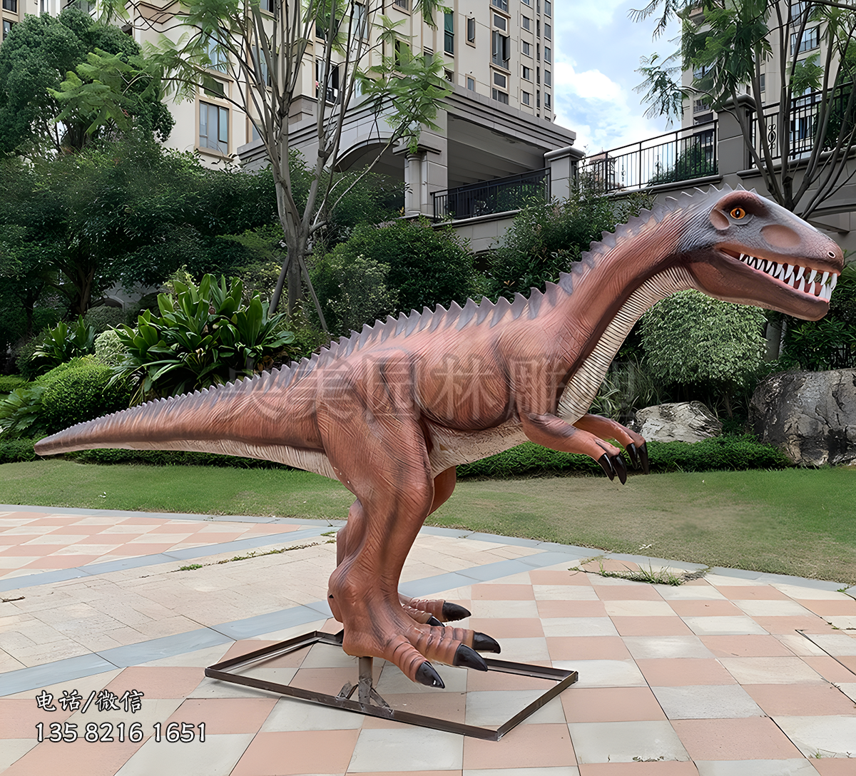 玻璃鋼仿真高棘龍雕塑