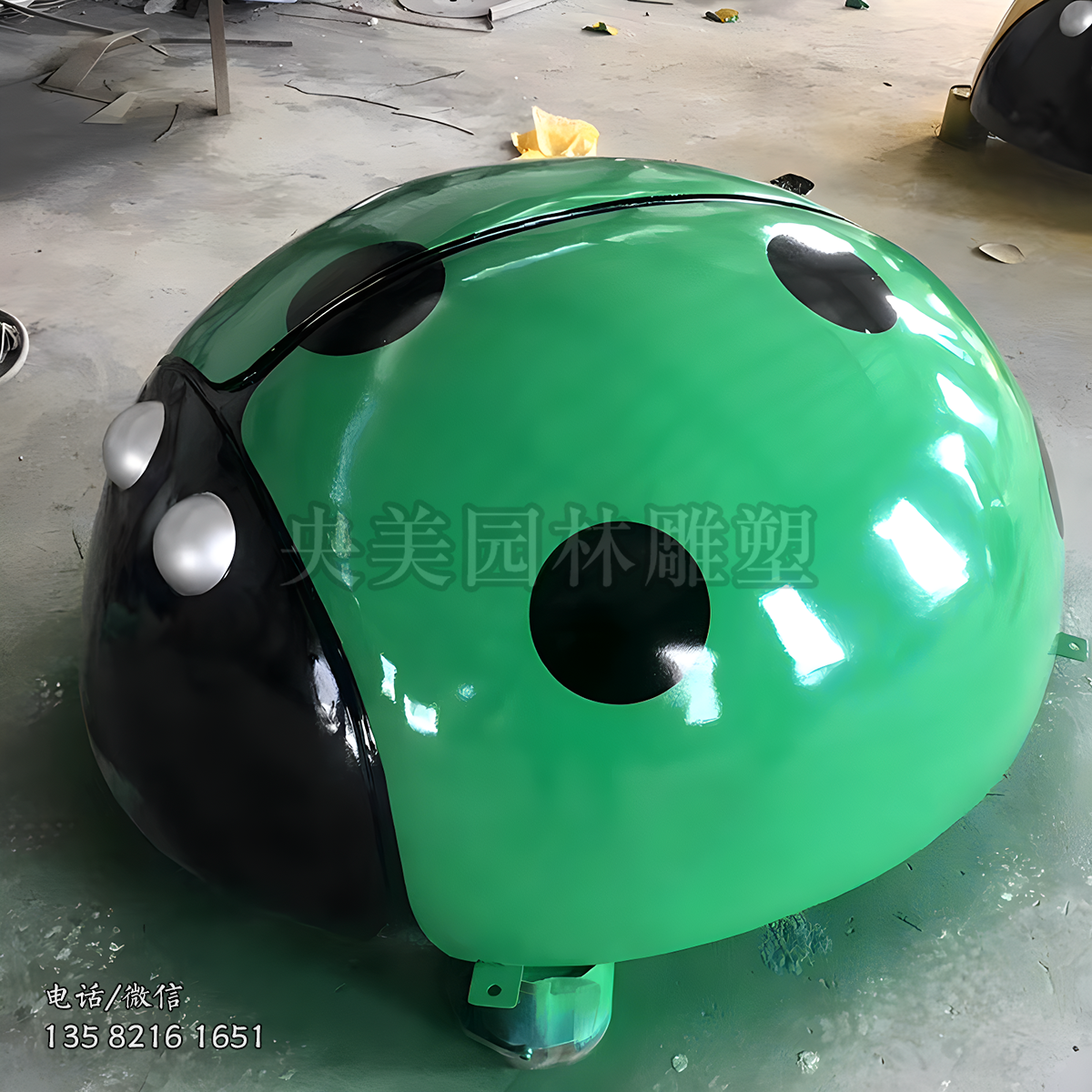 綠色不銹鋼噴漆七星瓢蟲雕塑