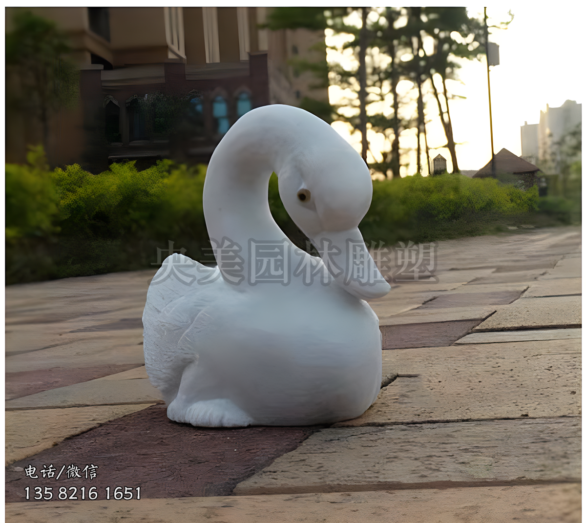 可愛的漢白玉石雕鵝