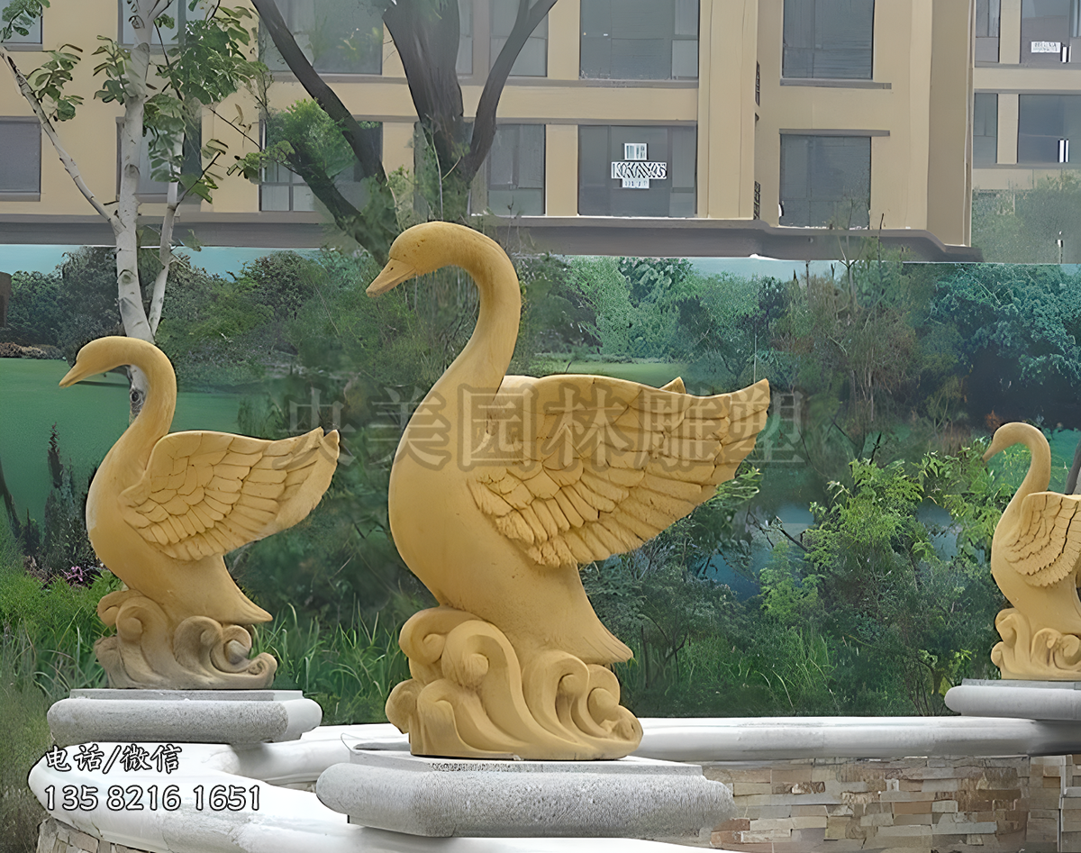 噴泉裝飾動物噴水天鵝雕塑