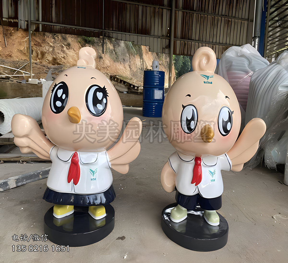 玻璃鋼卡通小鳥公仔雕塑擺件