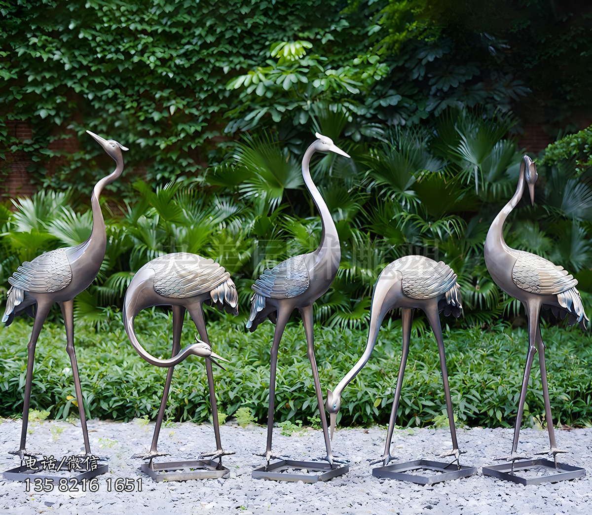 玻璃鋼仿青銅仙鶴雕塑擺件