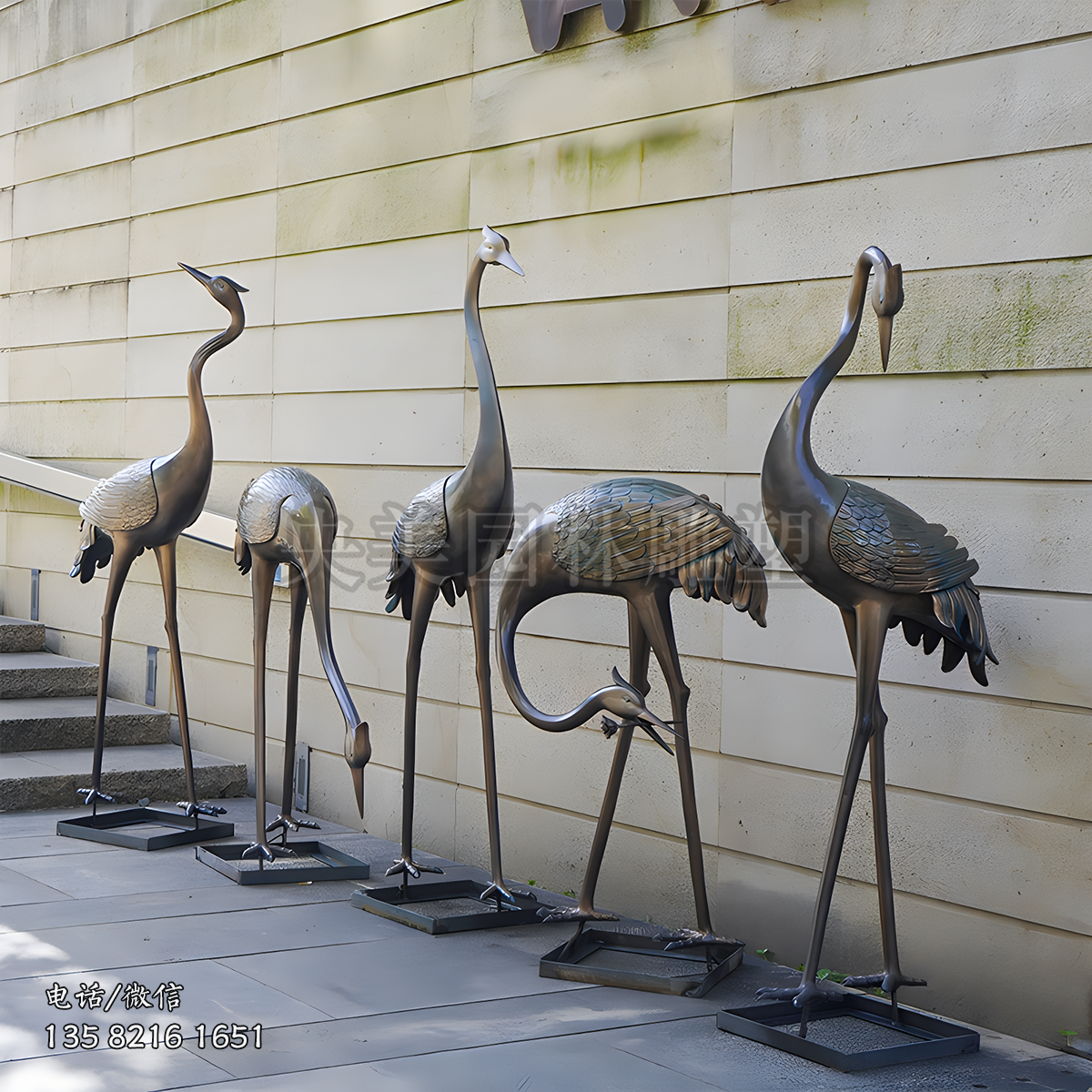 仿銅玻璃鋼仙鶴雕塑