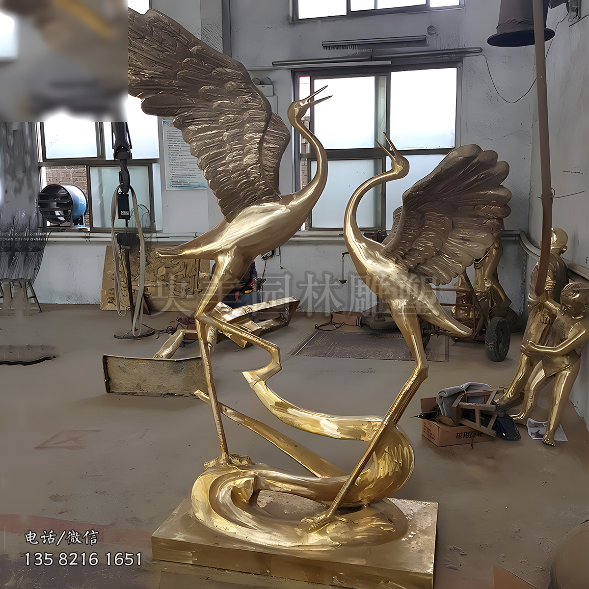 黃銅鍛造祥瑞仙鶴銅雕