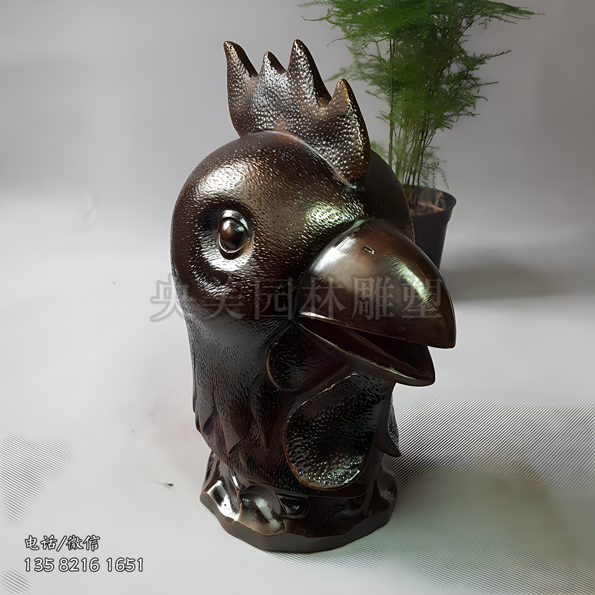 十二生肖獸首之銅雕雞雕塑