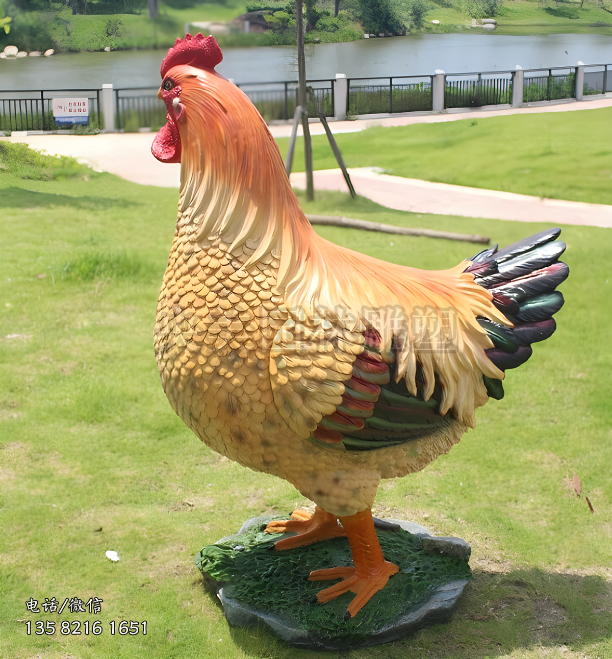 玻璃鋼彩繪母雞仿真動物雕塑