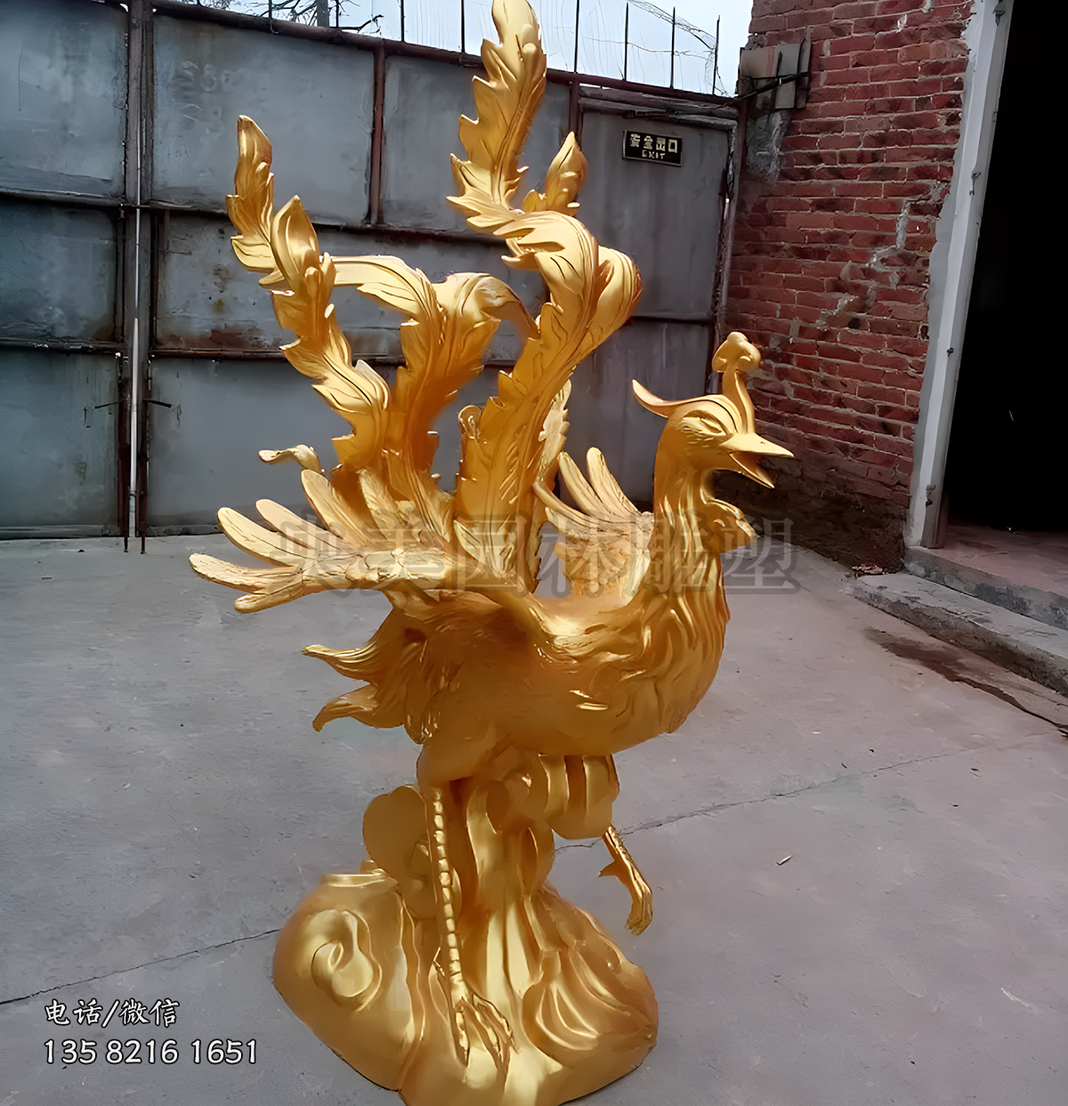 金色玻璃鋼鳳凰雕塑