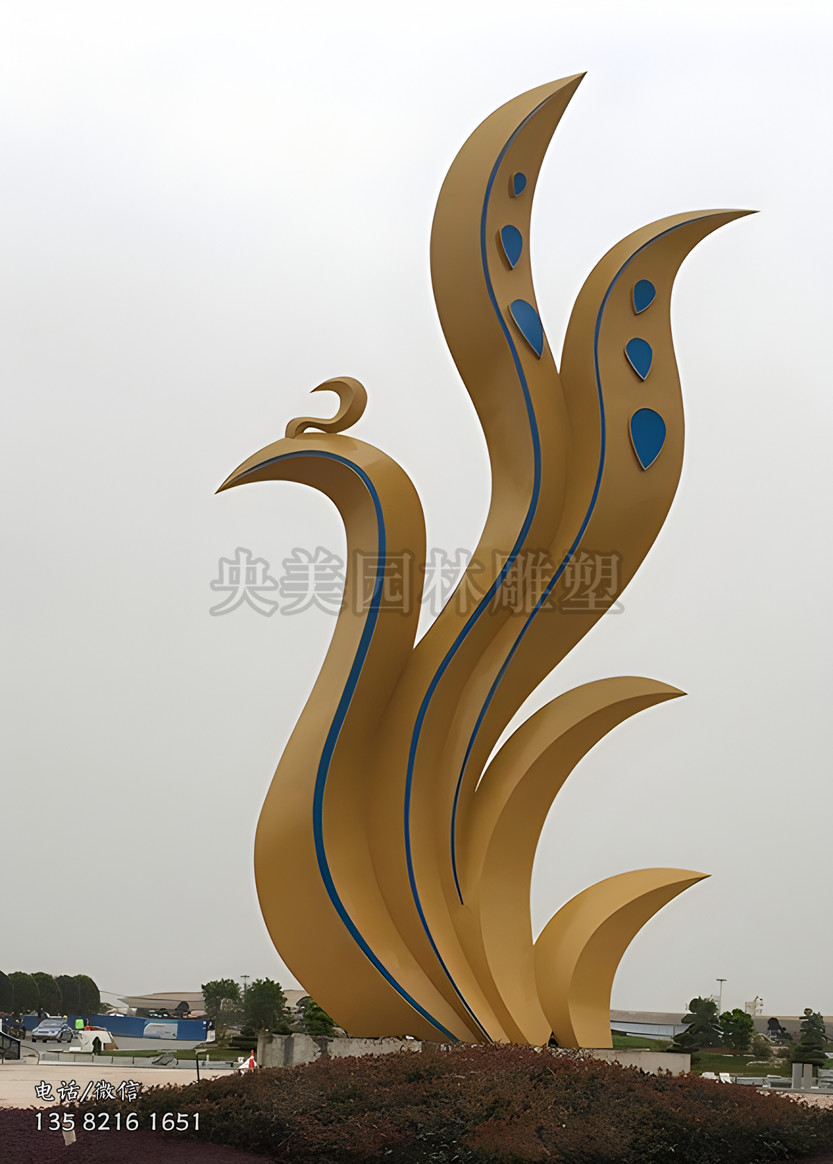 鳳凰造型不銹鋼景觀雕塑