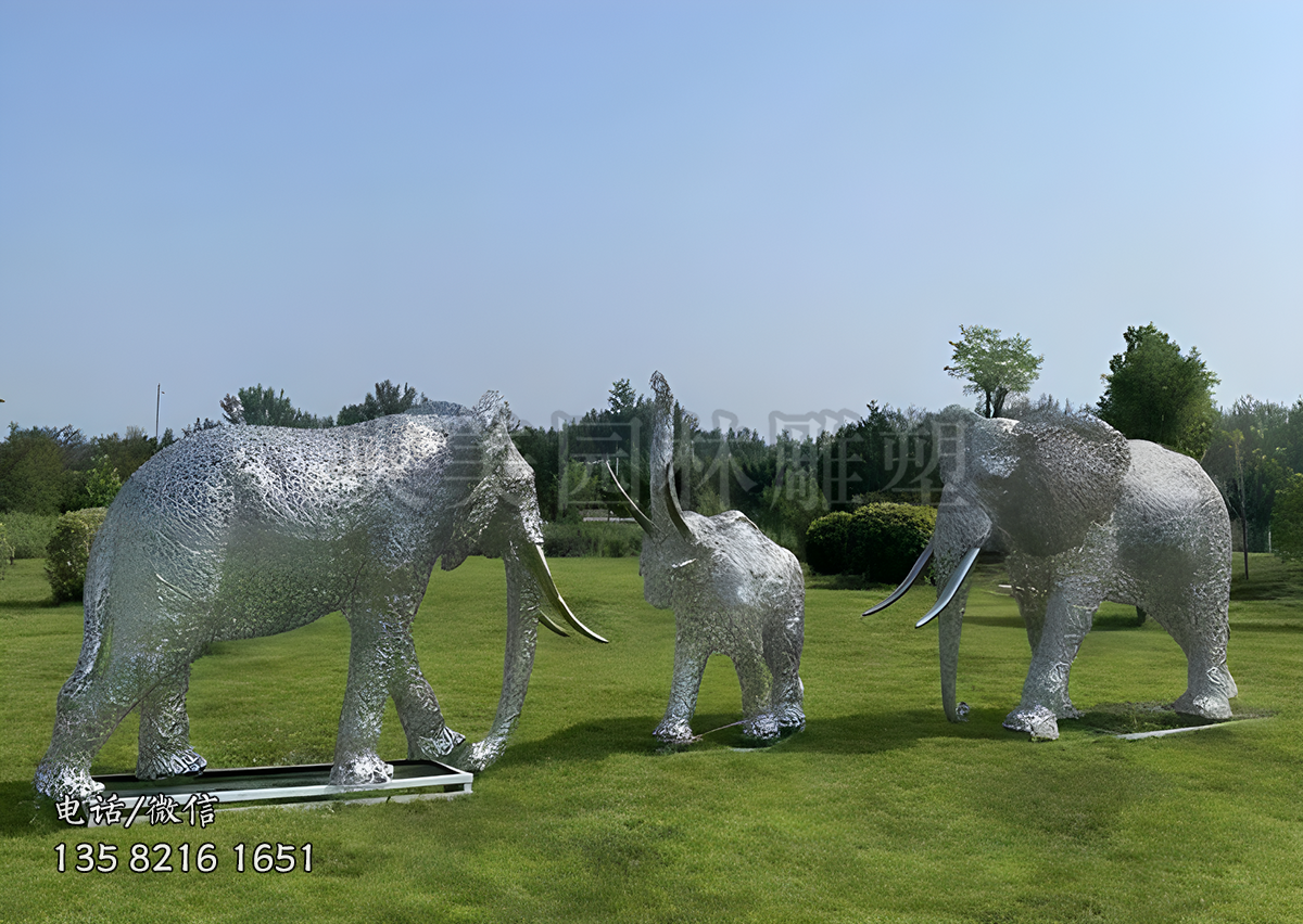 網(wǎng)格鏤空不銹鋼大象雕塑