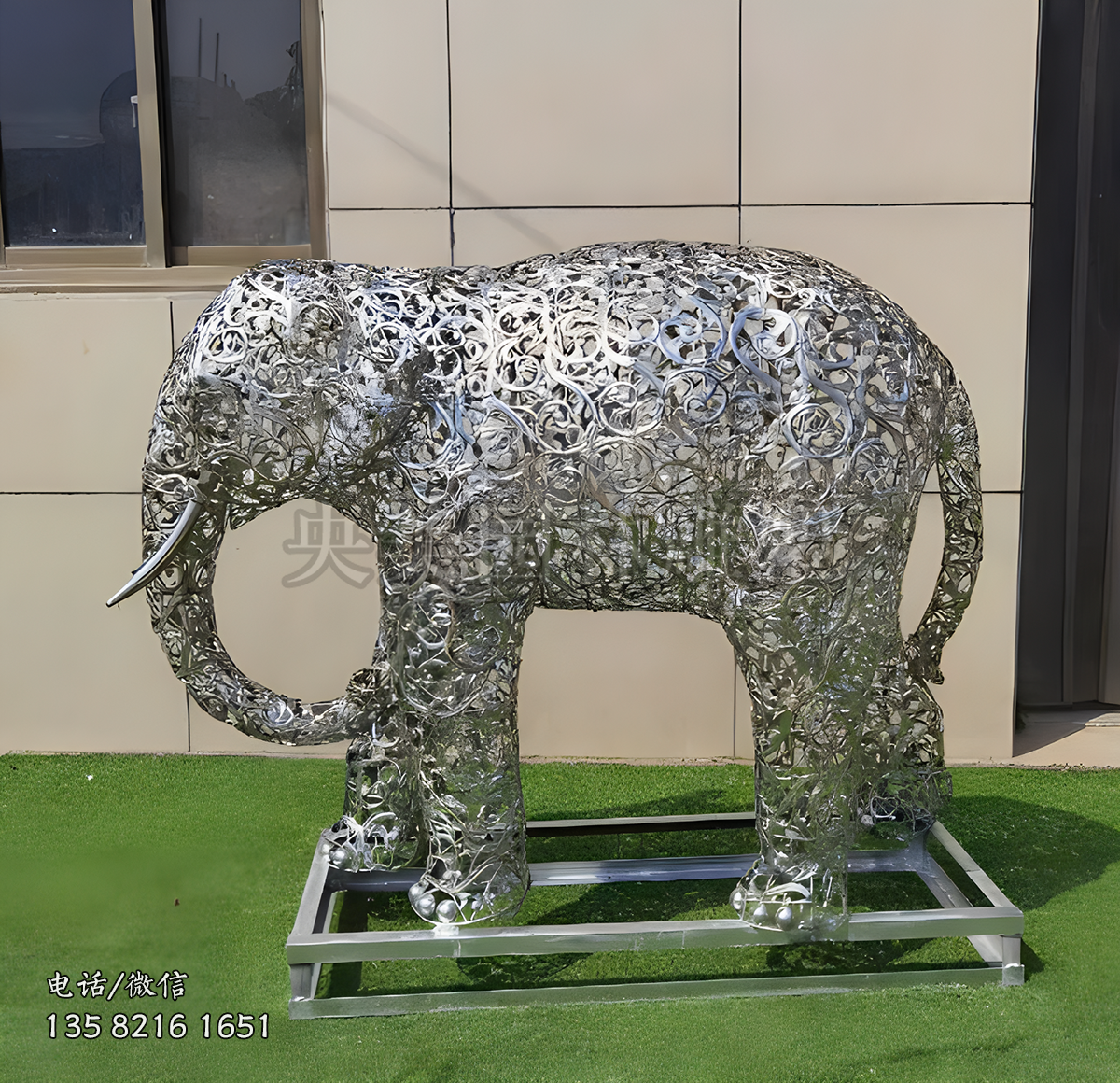 鐵藝網(wǎng)格大象不銹鋼雕塑