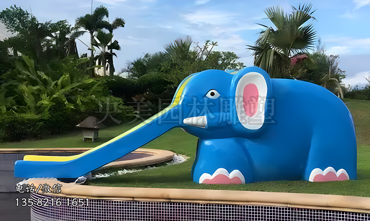 玻璃鋼大象滑梯雕塑