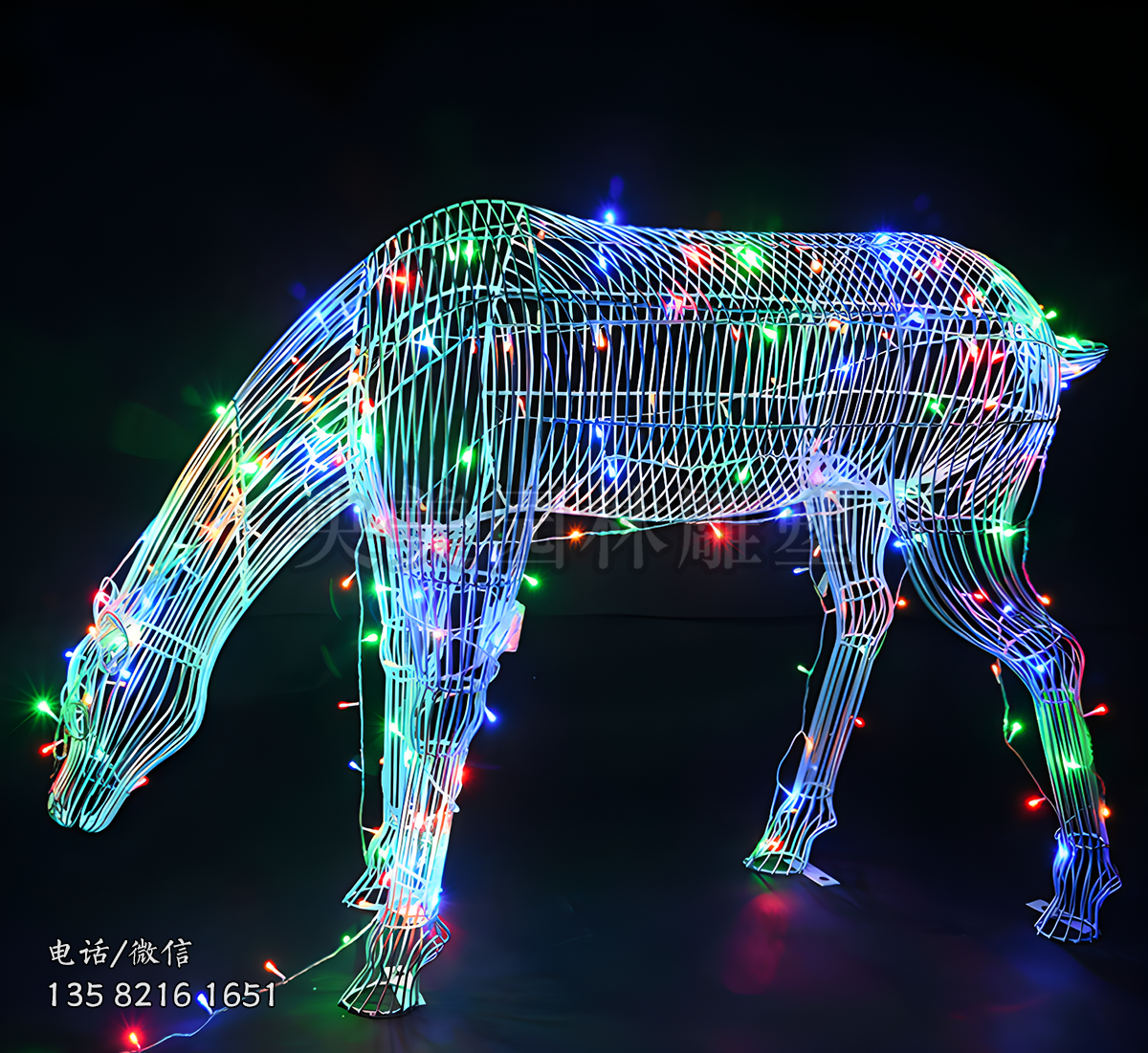 鐵藝網(wǎng)格發(fā)光梅花鹿雕塑