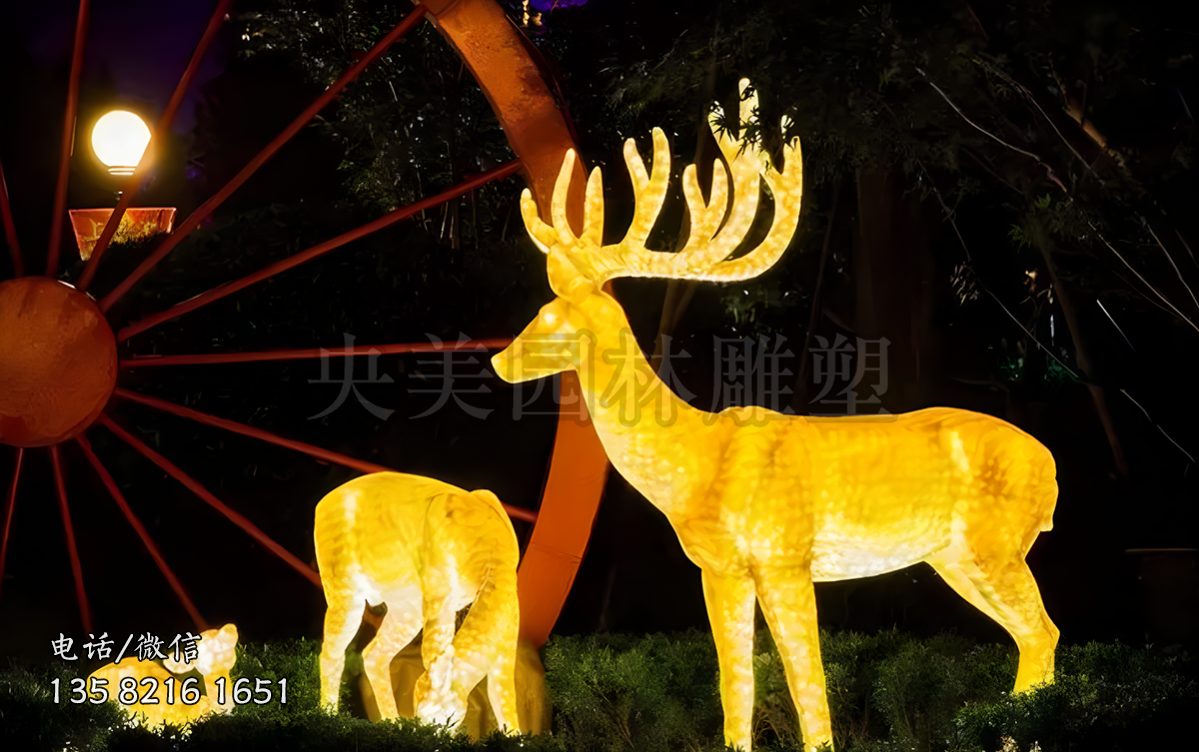 玻璃鋼發(fā)光梅花鹿雕塑擺件