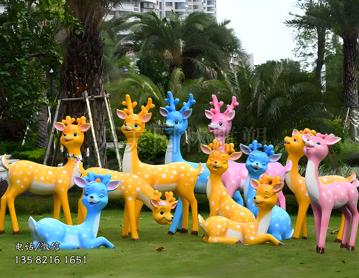 玻璃鋼卡通梅花鹿雕塑