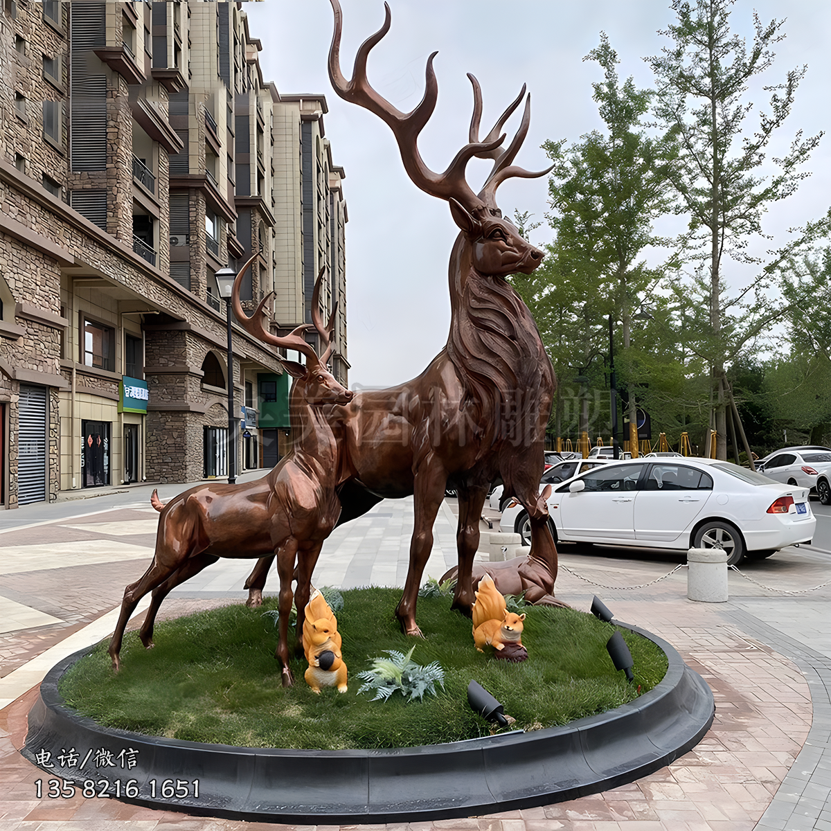 純銅鑄造鹿雕塑