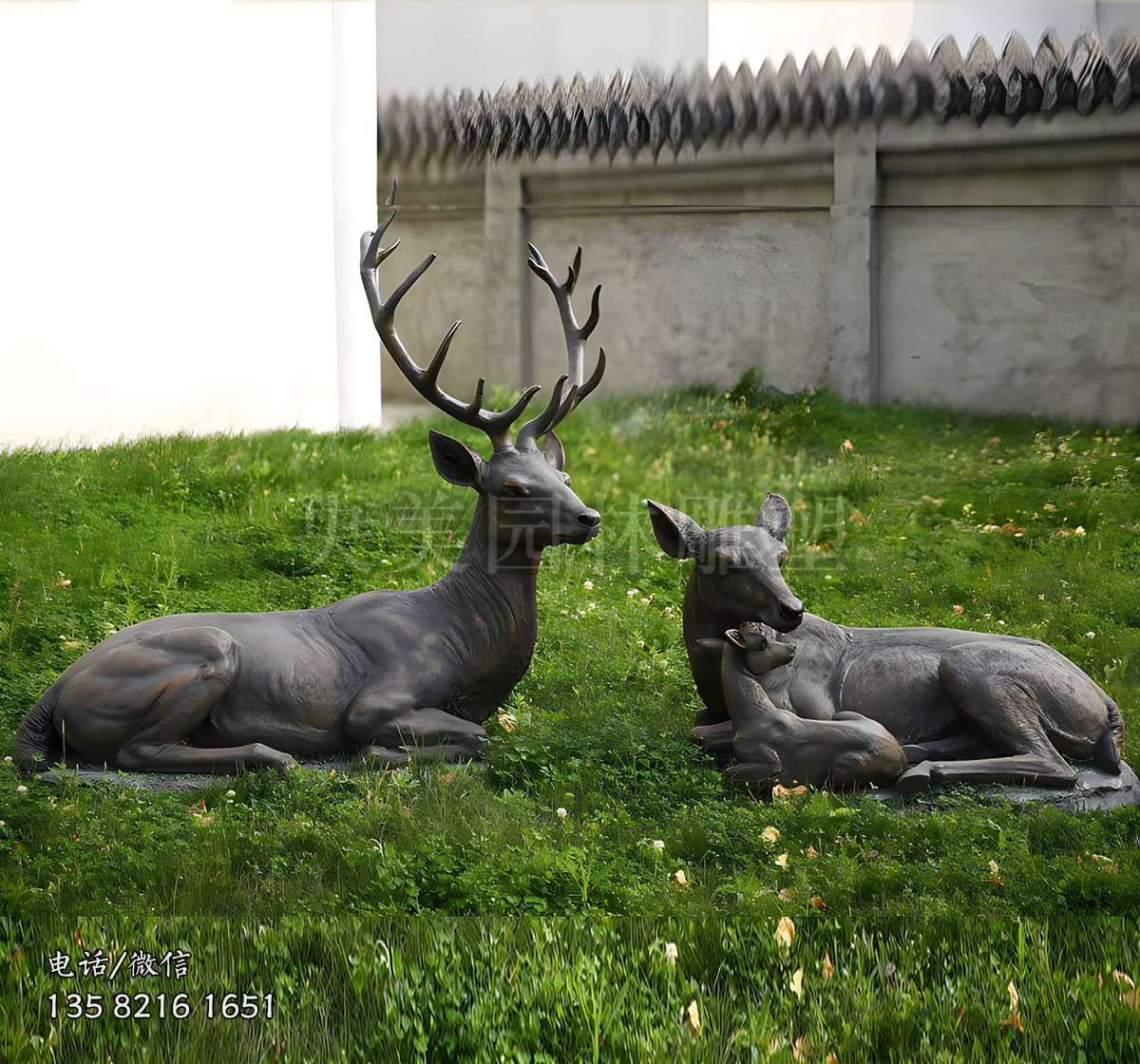 純銅鑄造臥地梅花鹿雕塑