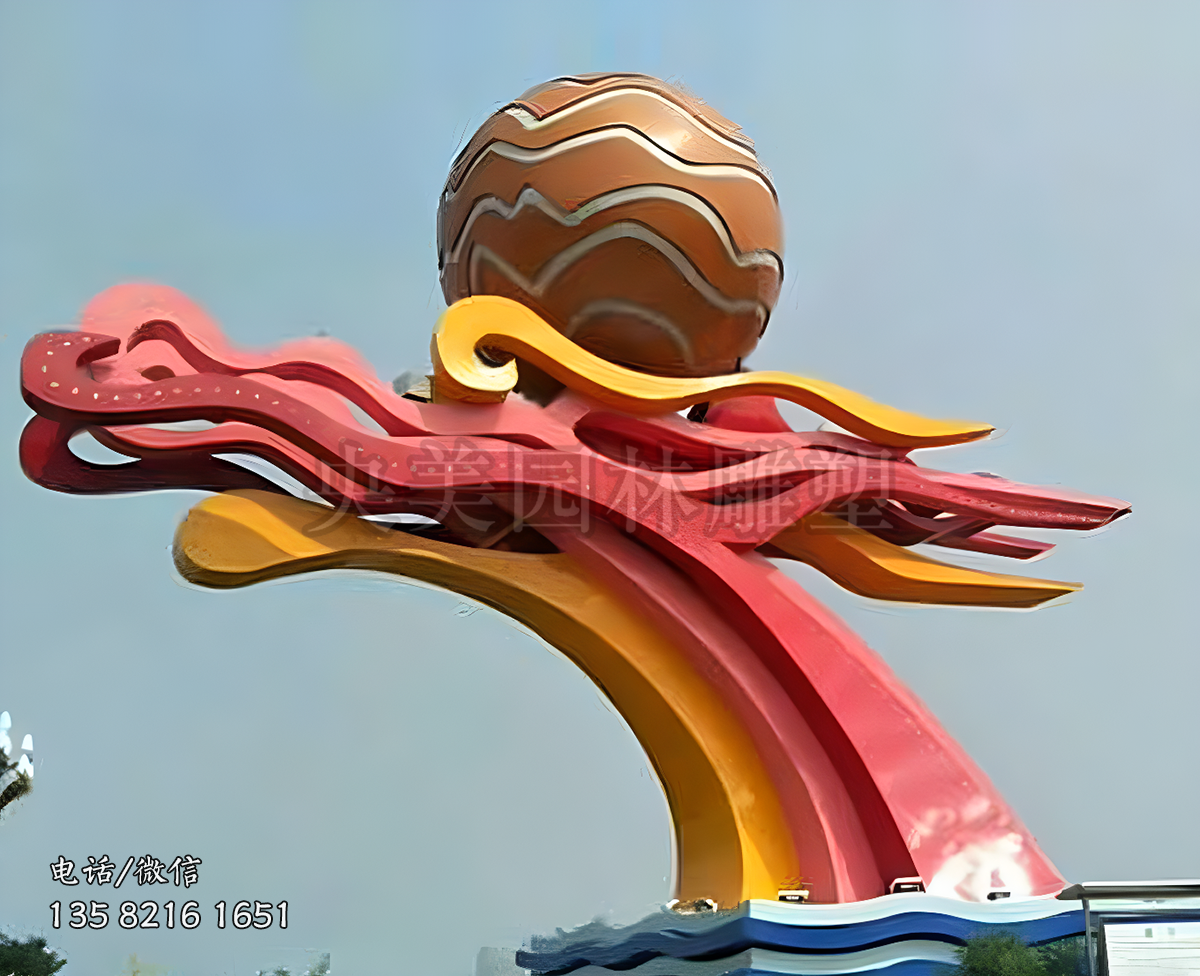 大型抽象龍頭不銹鋼景觀雕塑