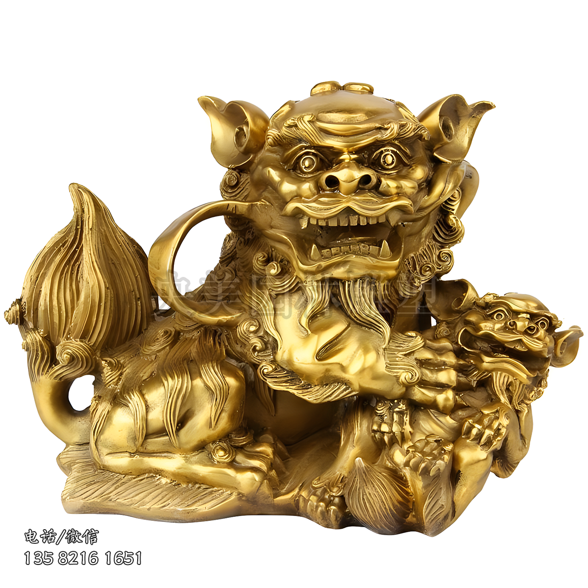 舞獅子造型鑄銅獅子雕塑