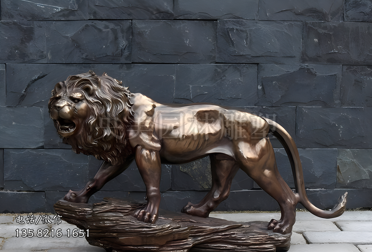 純銅鑄造仿真獅子雕塑