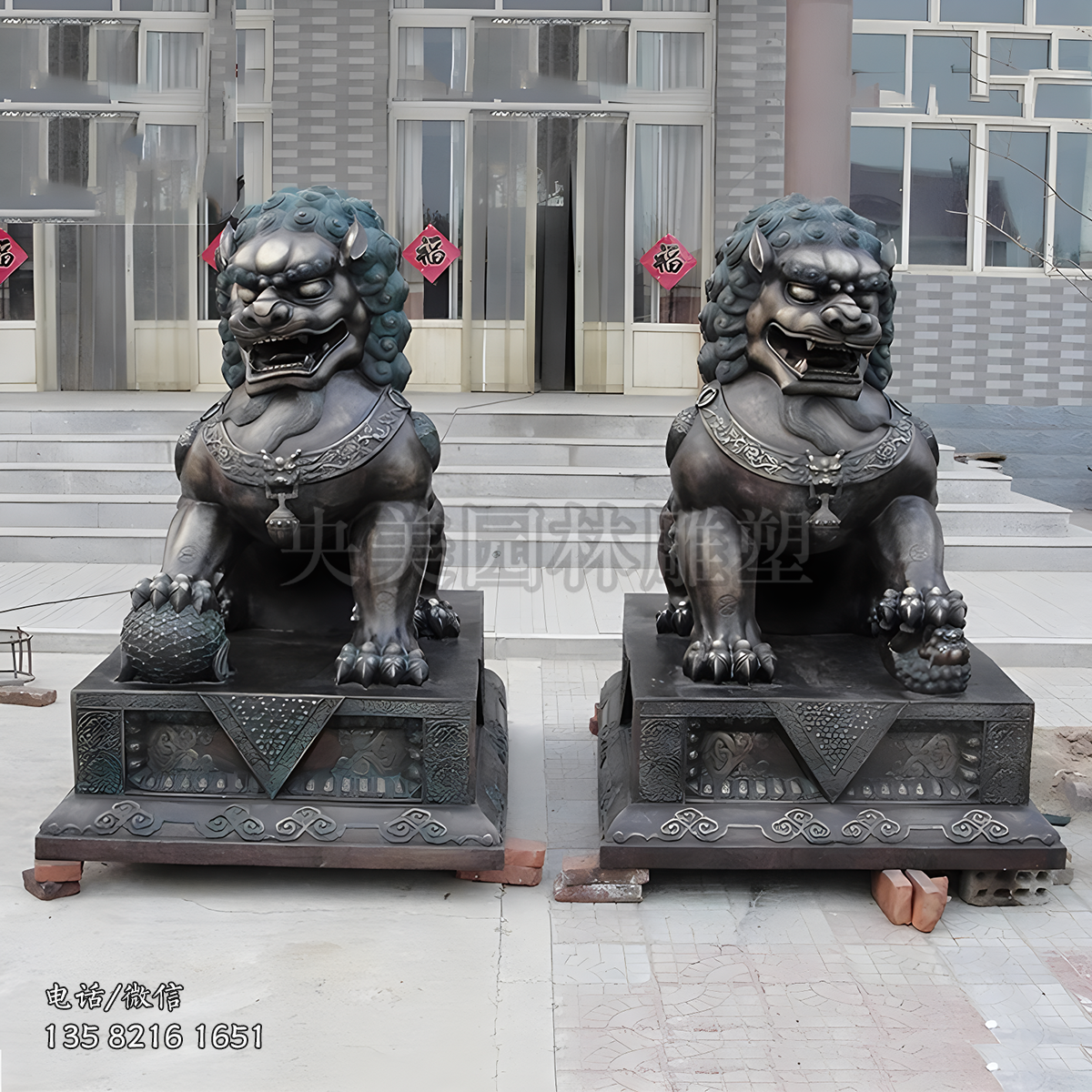 鑄銅看門(mén)神獸獅子雕塑