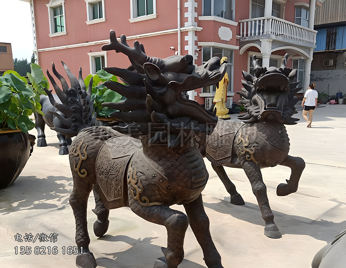 仿古銅雕麒麟雕塑
