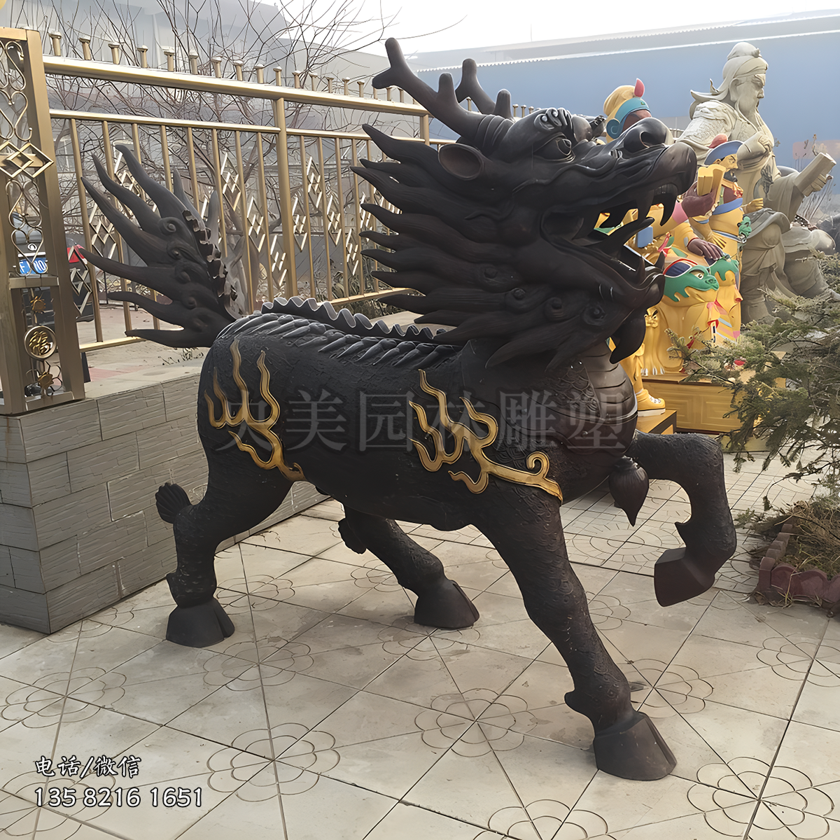 古銅麒麟銅雕塑