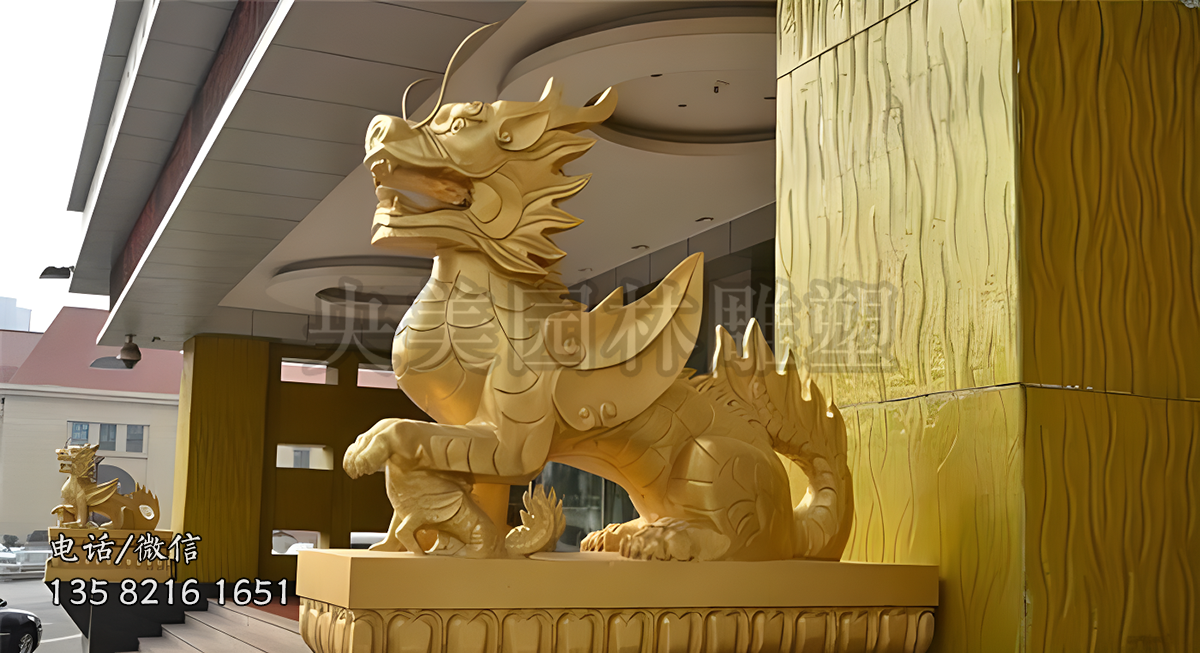 噴金貔貅銅雕塑