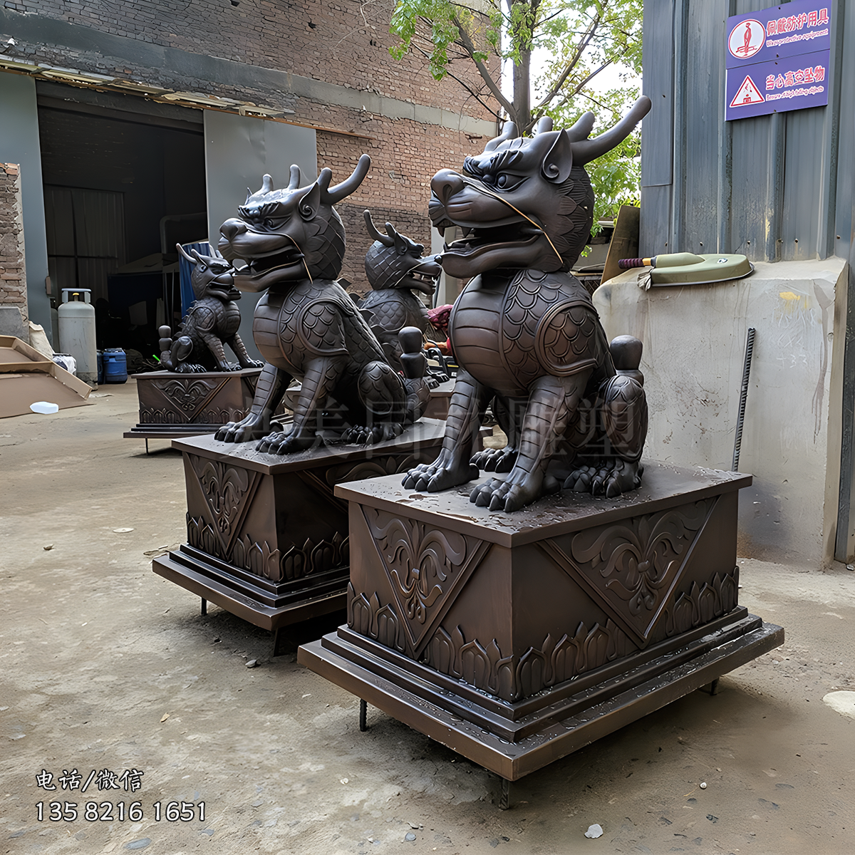 鑄銅麒麟看門銅雕動物雕塑