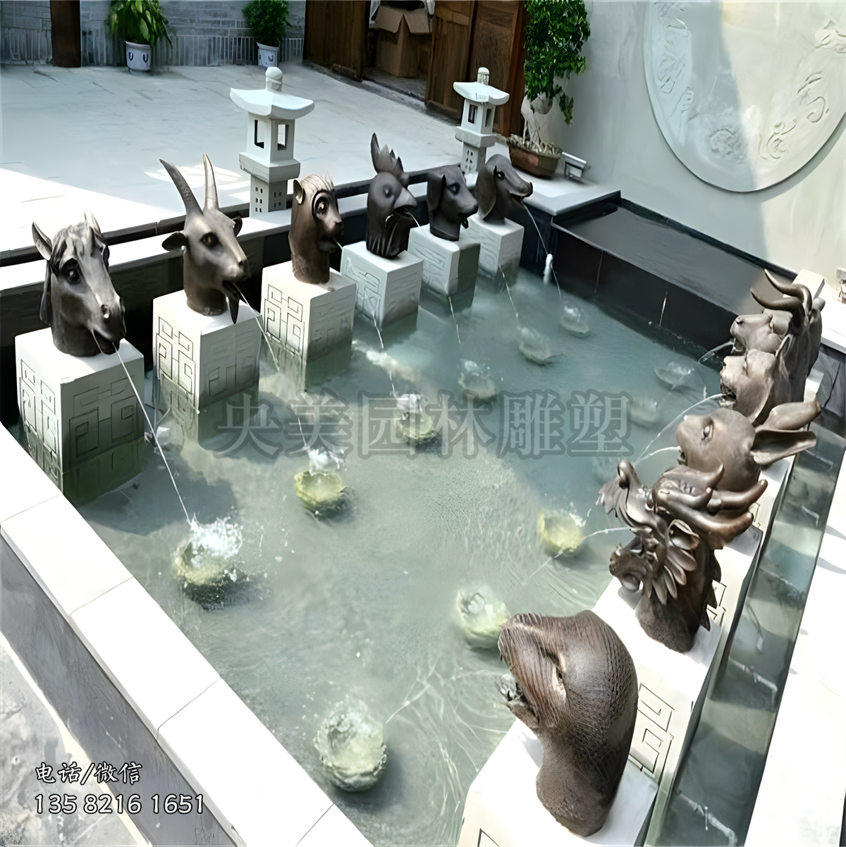 獸首十二生肖噴水銅雕