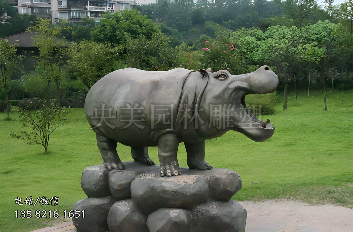 鑄銅河馬景觀動物雕塑