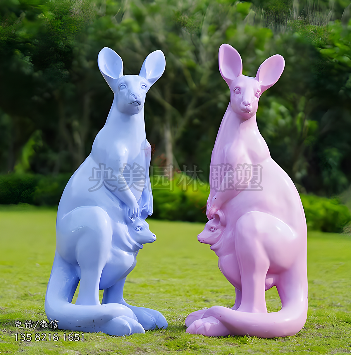 玻璃鋼噴漆袋鼠雕塑