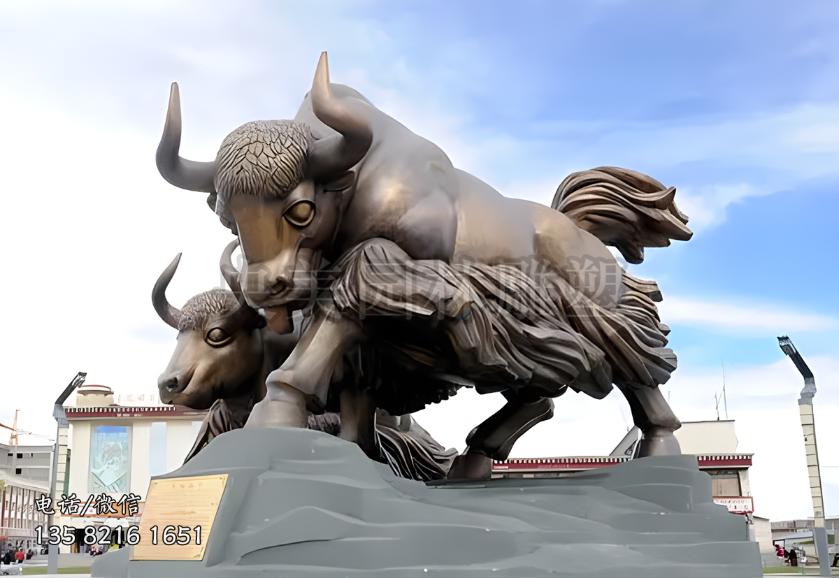 純銅鍛造牦牛雕塑