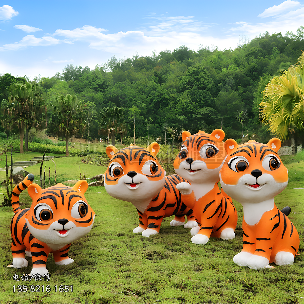 玻璃鋼卡通造型仿真老虎雕塑