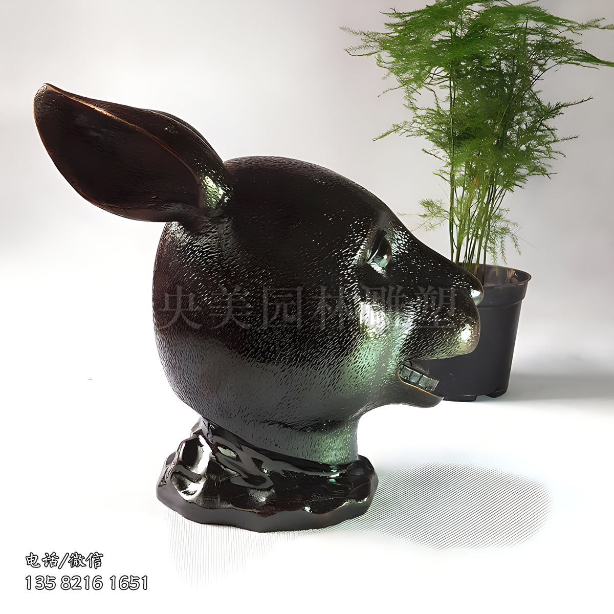 卯兔十二生肖獸首銅雕
