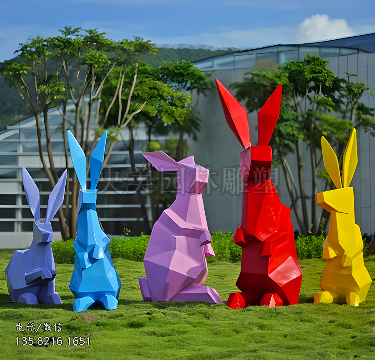 玻璃鋼塊面兔子雕塑