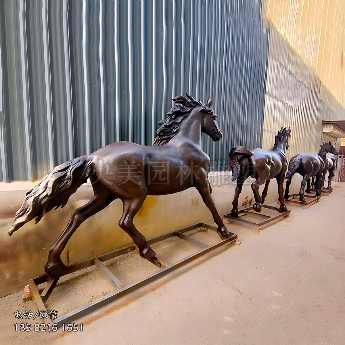 奔馬群銅雕馬雕塑
