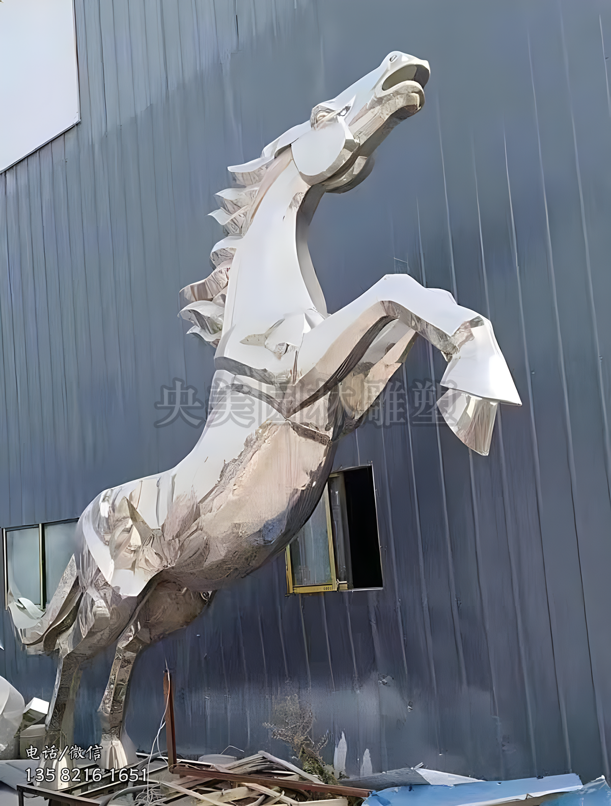 不銹鋼鏡面馬雕塑