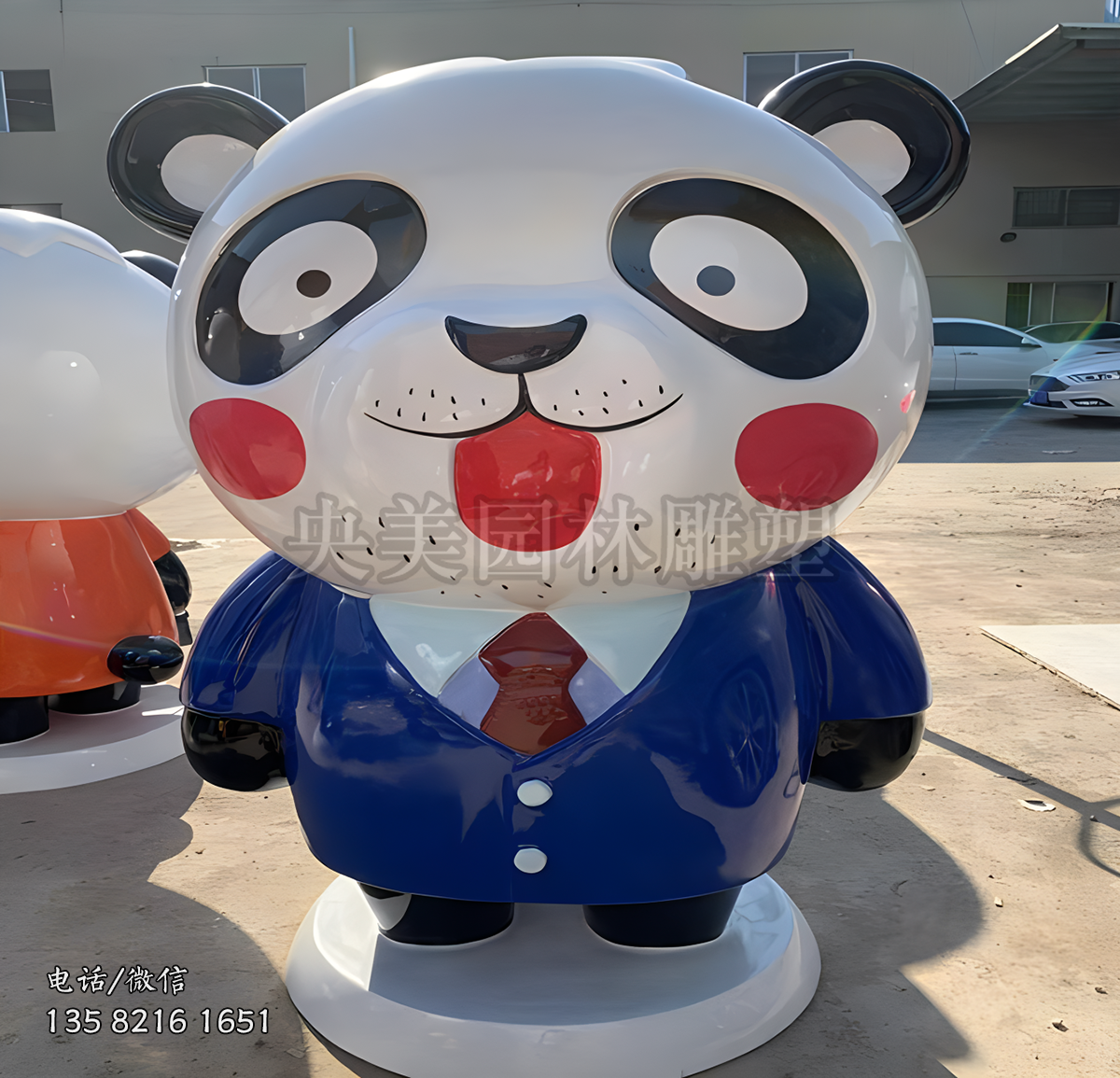 卡通熊貓雕塑擺件