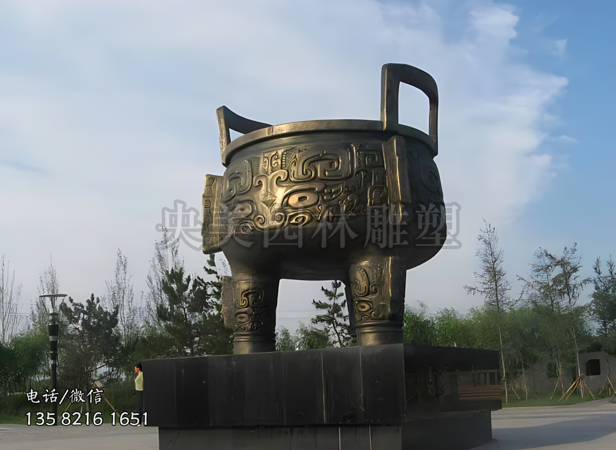 純銅鑄造圓鼎雕塑