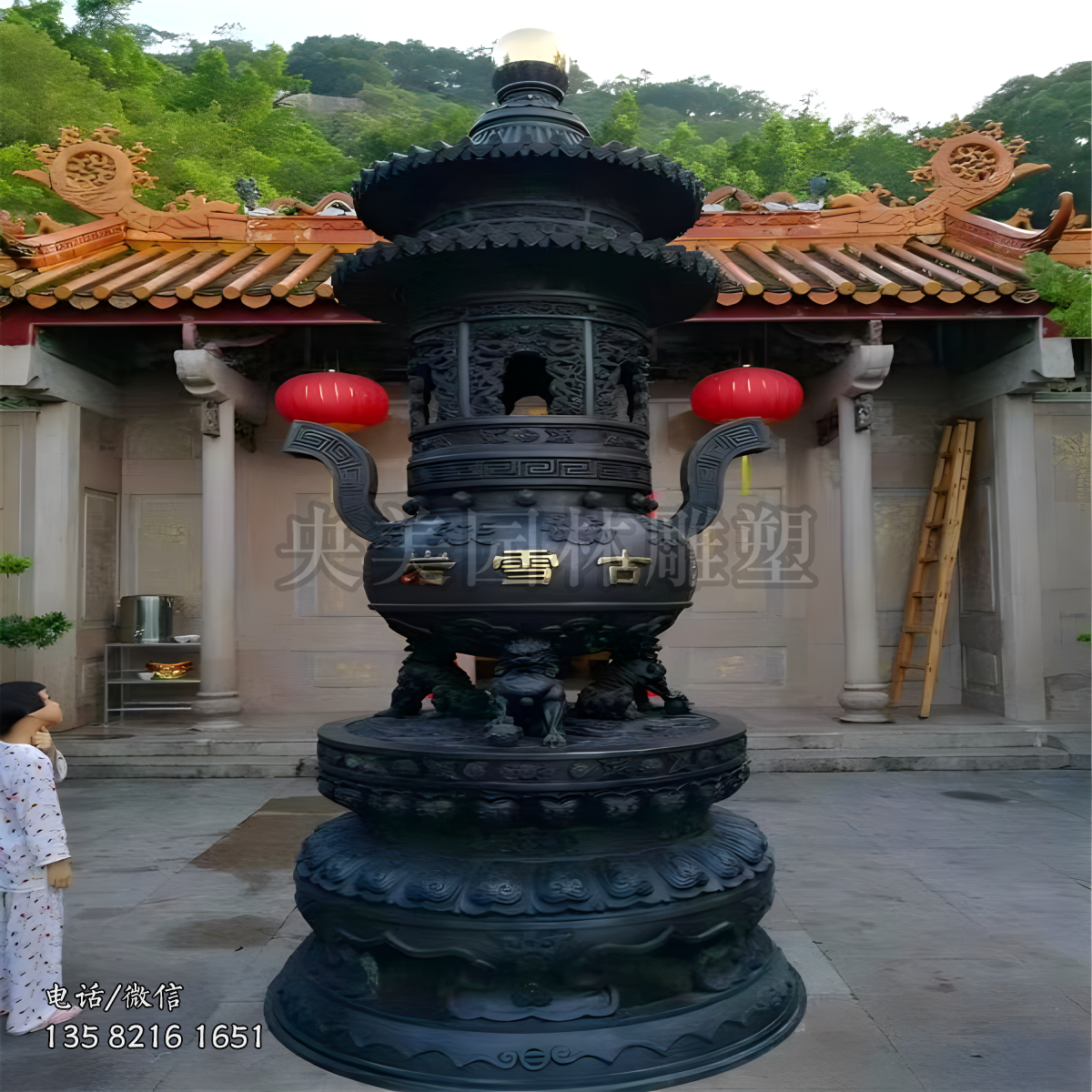 銅器寶鼎香爐雕塑