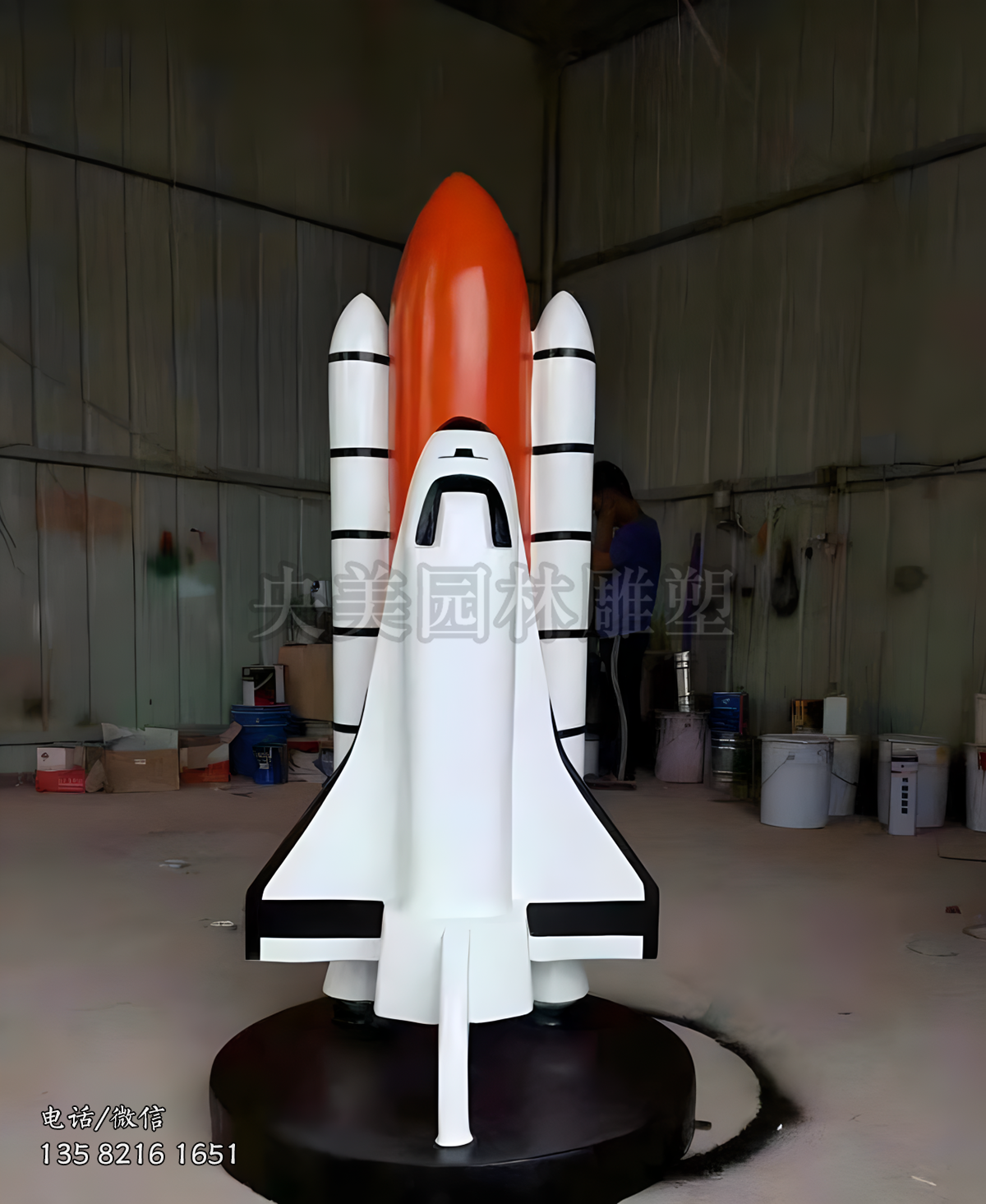 玻璃鋼卡通造型火箭主題景觀雕塑擺件