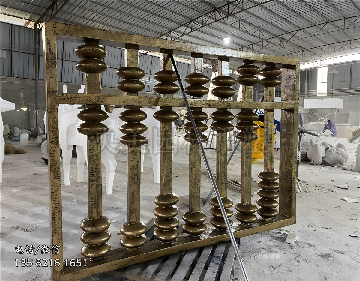 玻璃鋼仿銅算盤雕塑擺件