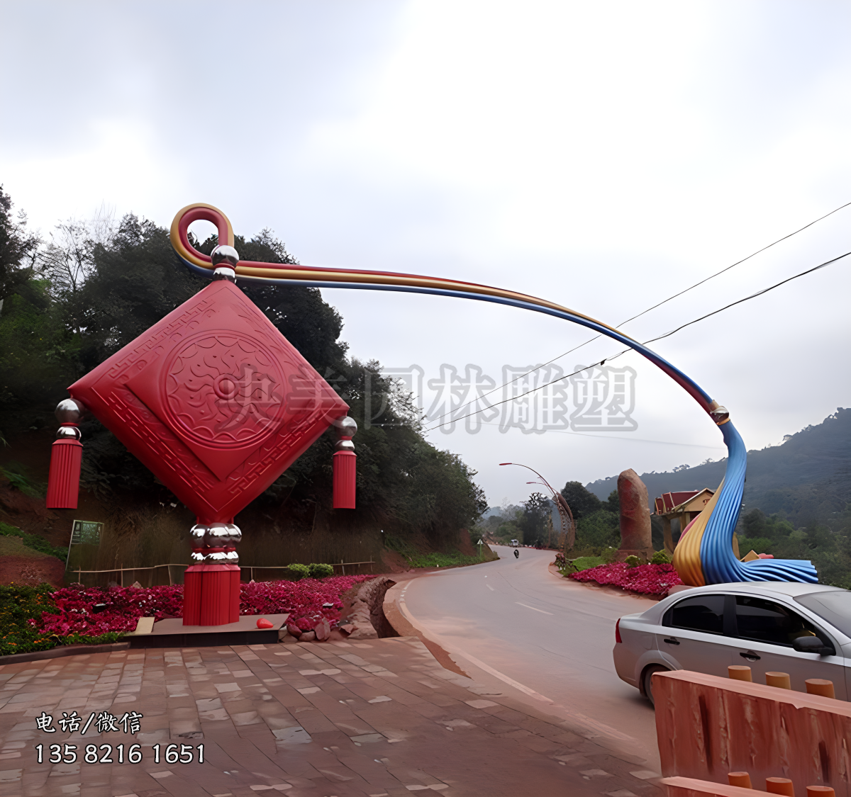 中國(guó)結(jié)造型創(chuàng)意燈籠景觀雕塑