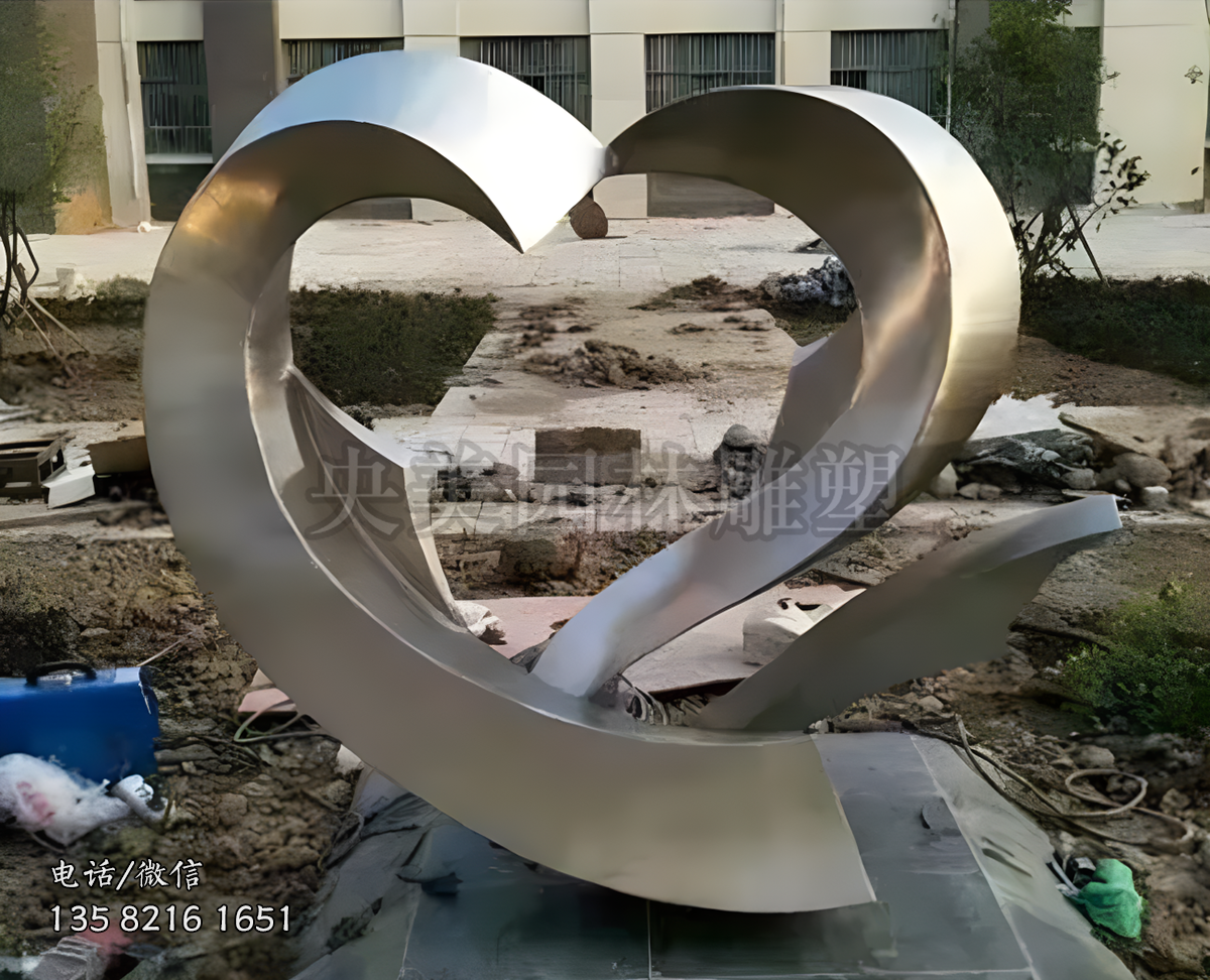 不銹鋼抽象愛(ài)心雕塑擺件