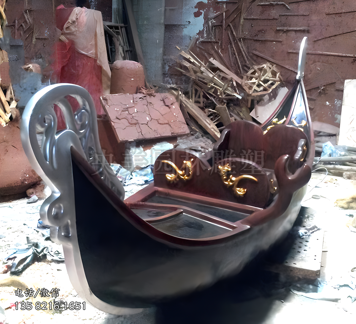 西方小船雕塑擺件