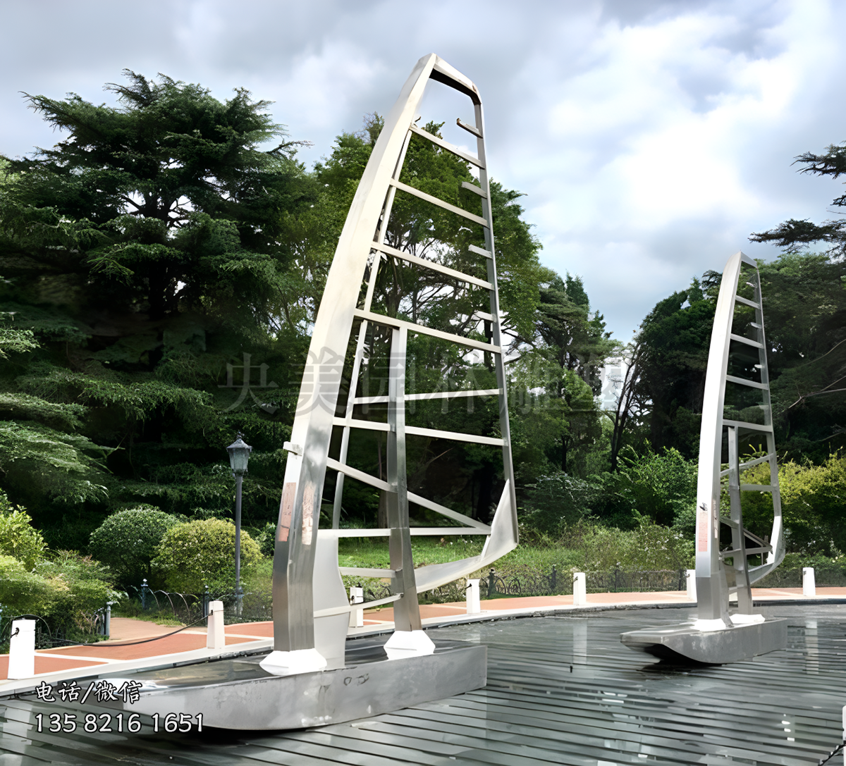 抽象帆船不銹鋼雕塑擺件