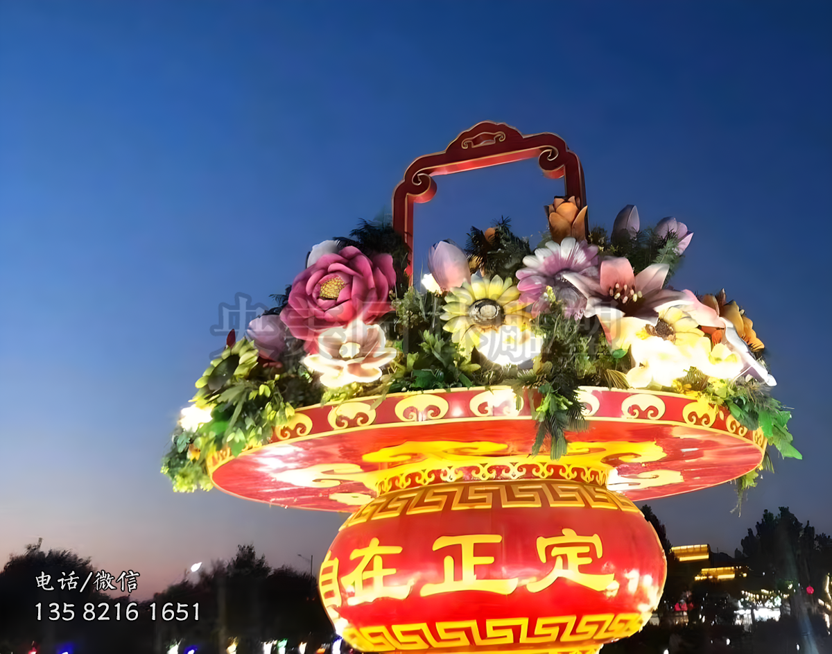 自在正定燈光花籃玻璃鋼雕塑